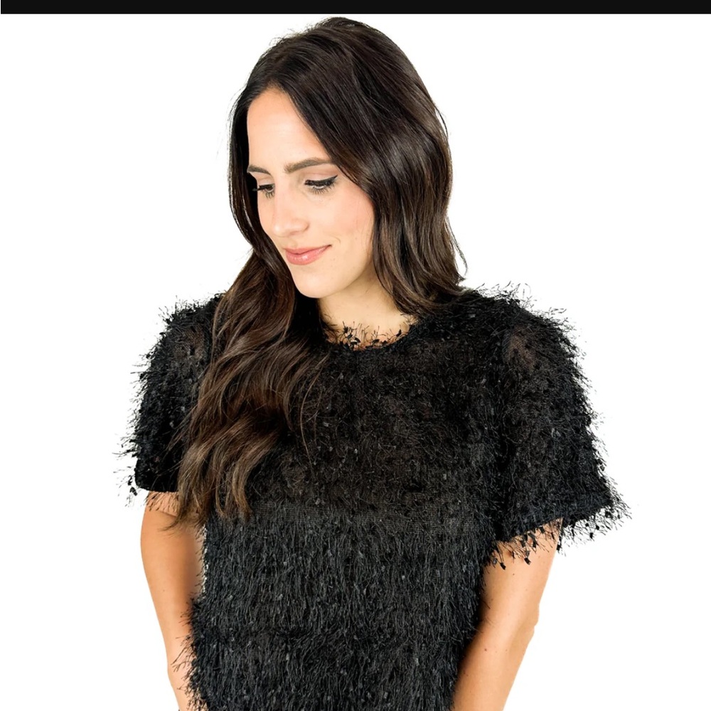 Wild Pony Black Textured Short Sleeve Top